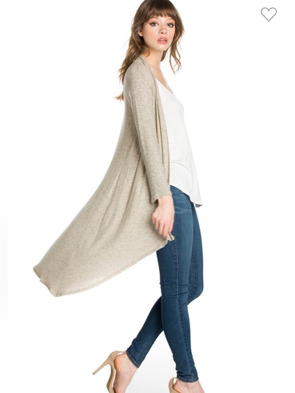 Azules Light Taupe Soft Open-Front Draped Women's Cardigan Size-Large Lagenlook
